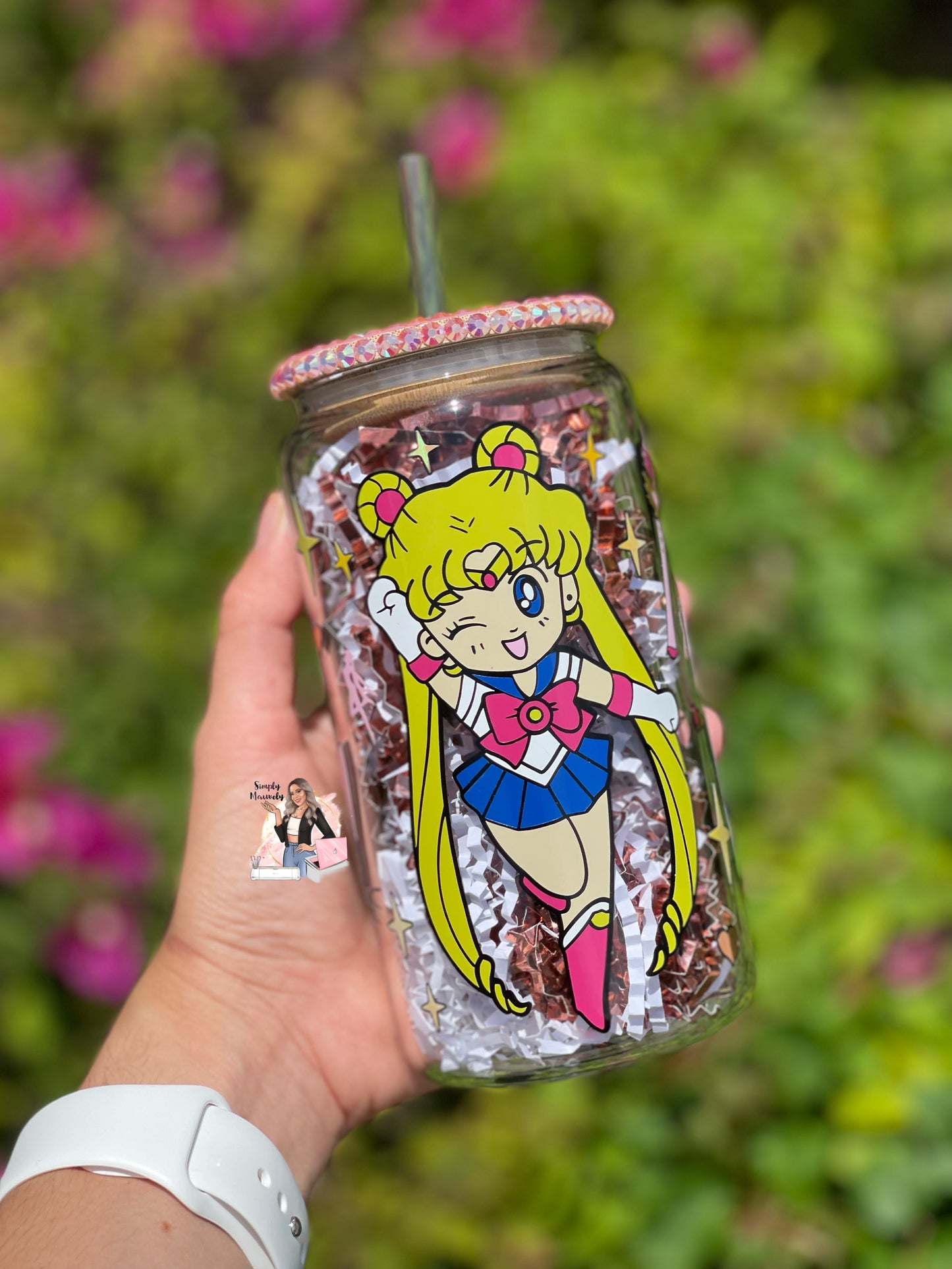 Sailor Moon Blinged Bamboo Lid Custom Cup