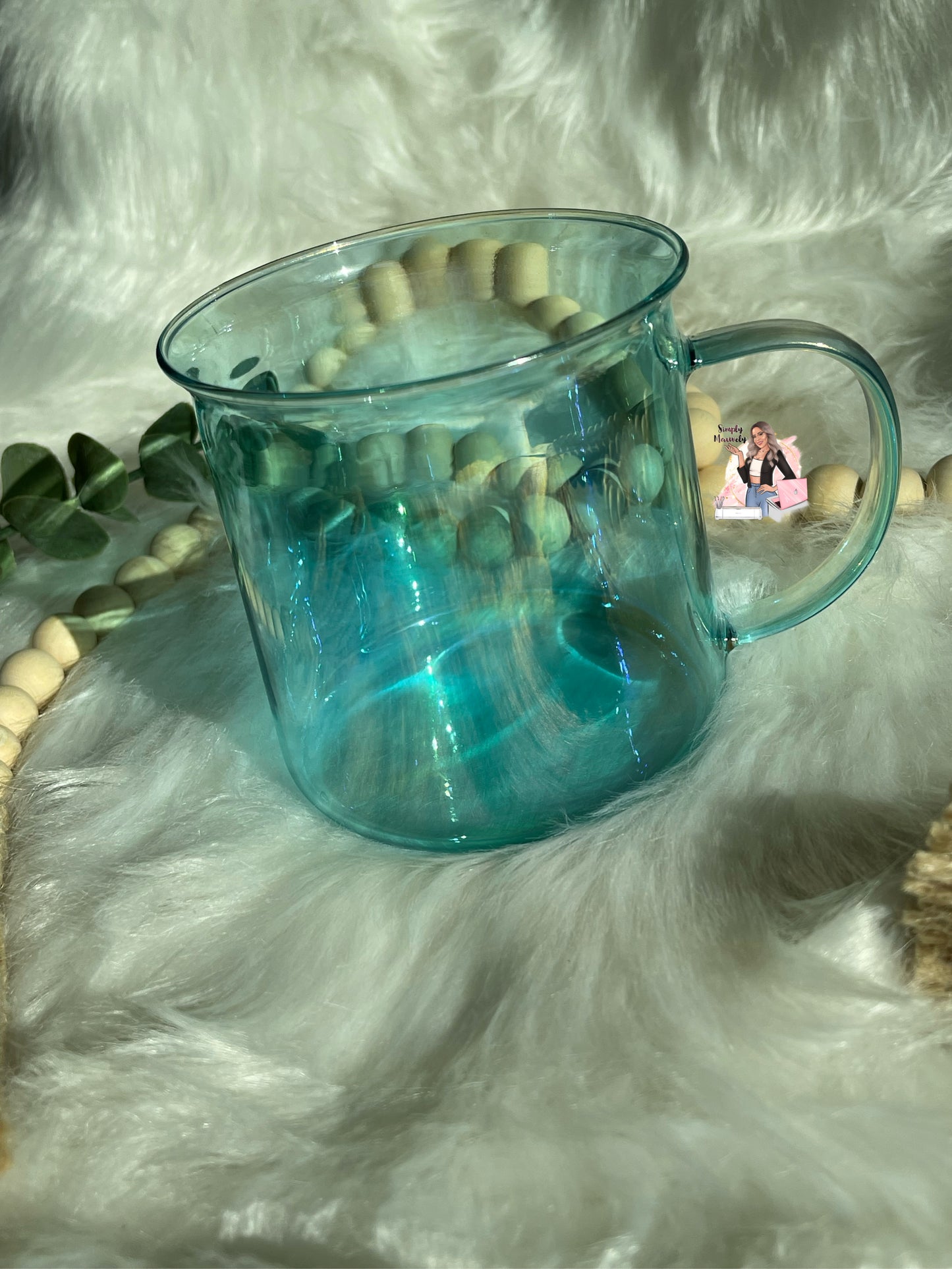 Green 18oz Iridescent Glass Mug